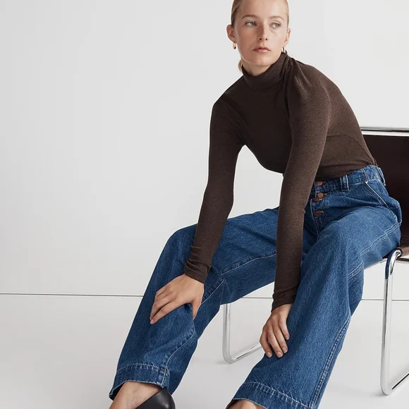 NWT Madewell Superwide-Leg High Waisted Button Fly Jeans Myler Wash - Picture 6 of 17